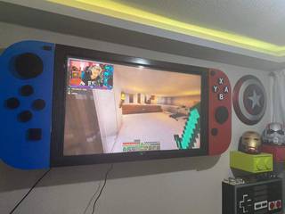 Nintendo switch Decoración con estanteria , El demo muebles geek El demo muebles geek Rumah Modern Kayu Wood effect