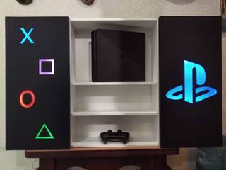 Mueble para consola ps4, El demo muebles geek El demo muebles geek Ruang Media Modern Kayu Wood effect