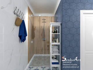 Projekt Nowoczesnej Łazienki w Niebieskim kolorze, Senkoart Design Senkoart Design Moderne Badezimmer Blau