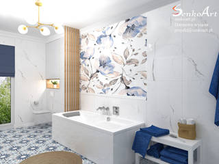Projekt Nowoczesnej Łazienki w Niebieskim kolorze, Senkoart Design Senkoart Design Moderne Badezimmer
