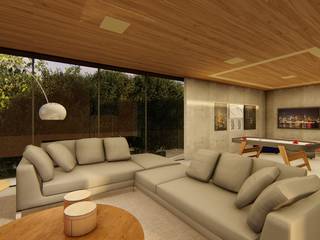 Residencial EcoPark Bourbon, Ortho Arquitetura | By Michele Reis Ortho Arquitetura | By Michele Reis Modern living room Wood Wood effect
