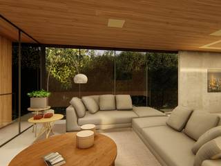 Residencial EcoPark Bourbon, Ortho Arquitetura | By Michele Reis Ortho Arquitetura | By Michele Reis Modern living room Wood Wood effect