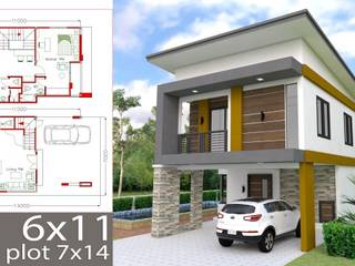 Small Home Design Plan 6x11m with 3 Bedrooms & 3 Bathrooms by Kamalam Construction , Kamalam Construction Kamalam Construction
