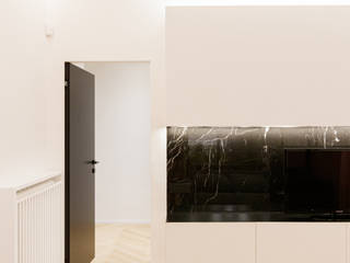 Casa MM, AT+C ARCHITECTURE & DESIGN AT+C ARCHITECTURE & DESIGN Moderne Wohnzimmer Marmor Schwarz