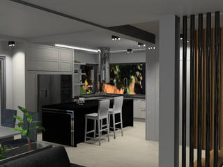 Nowoczesny salon z kuchnią, NOUVELLE NOUVELLE Modern kitchen