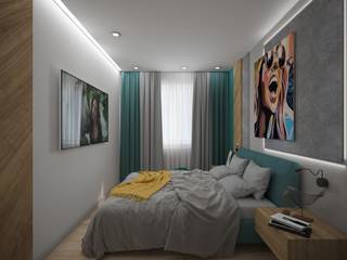 Яркий проект от студии ХАТА ! , ХаТа - design ХаТа - design Ausgefallene Schlafzimmer Holz Holznachbildung