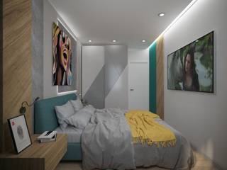 Яркий проект от студии ХАТА ! , ХаТа - design ХаТа - design Small bedroom Concrete