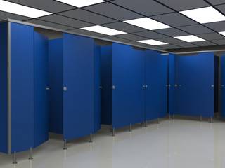 CABINAS FENOLICAS, TABIQUES Y TECNOLOGIA MODULAR S.L TABIQUES Y TECNOLOGIA MODULAR S.L Industrial style bathroom OSB Blue