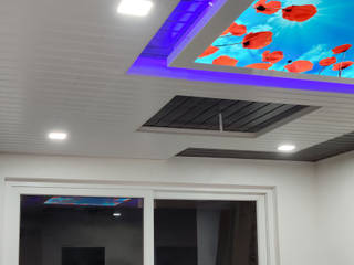 Digital printed Ceiling, Hyderabad project, Myceiling Private Limited Myceiling Private Limited Modern living room Iron/Steel
