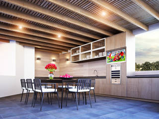 QUINCHO LAS CONDES, AOG AOG Minimalist dining room Engineered Wood Wood effect