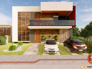 Casa 04, Habitus Arquitetura Habitus Arquitetura Casas familiares Concreto Vermelho