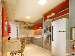 Cozinha 02, Habitus Arquitetura Habitus Arquitetura Muebles de cocinas Tablero DM Naranja