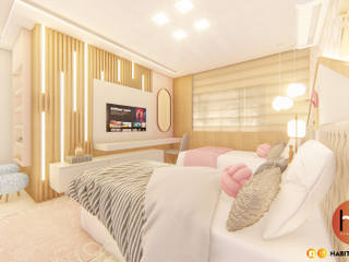 Dormitório Infantil 01, Habitus Arquitetura Habitus Arquitetura Recámaras para niñas Tablero DM Rosa