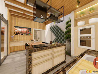 Área Gourmet 02, Habitus Arquitetura Habitus Arquitetura Modern balcony, veranda & terrace Solid Wood Wood effect