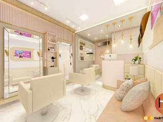 Paula Cristina Hair Design, Habitus Arquitetura Habitus Arquitetura Commercial Spaces MDF Pink