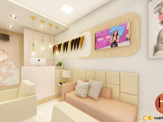 Paula Cristina Hair Design, Habitus Arquitetura Habitus Arquitetura Commercial spaces MDF Pink