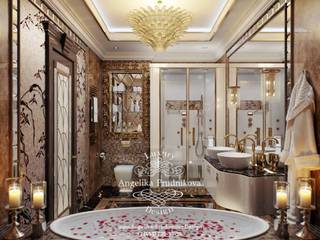 Дизайн-проект интерьера ванной комнаты в стиле ар-деко на Большой Пироговской, Дизайн-студия элитных интерьеров Анжелики Прудниковой Дизайн-студия элитных интерьеров Анжелики Прудниковой Casas de banho clássicas