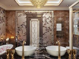 Дизайн-проект интерьера ванной комнаты в стиле ар-деко на Большой Пироговской, Дизайн-студия элитных интерьеров Анжелики Прудниковой Дизайн-студия элитных интерьеров Анжелики Прудниковой Kamar Mandi Klasik