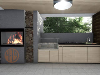 Diseño Arquitectónico - Zona BBQ - Kiosco, 4.19Arquitectos 4.19Arquitectos Dapur built in