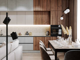 Кухня-гостиная с кирпичной стеной, DesignNika DesignNika Salas de estilo industrial