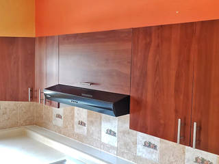 Cocina en escuadra Cerezo y Neutral Glace, Cocinas y Closets Design Studio Cocinas y Closets Design Studio Cocinas modernas Tablero DM