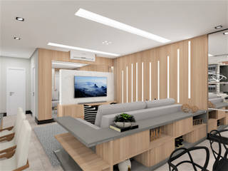 Sala de Estar, FMStudio Arquitetura FMStudio Arquitetura Salas de estar modernas Madeira Efeito de madeira