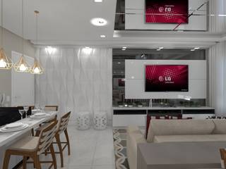 Sala de Estar e Jantar, FMStudio Arquitetura FMStudio Arquitetura Гостиная в стиле модерн Кварц