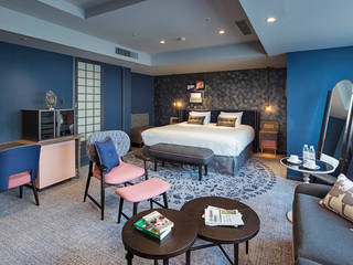 GUEST ROOM -MERCURE TOKYO GINZA-, 株式会社DESIGN STUDIO CROW 株式会社DESIGN STUDIO CROW Commercial spaces Wood Blue
