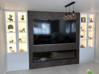 Media unit with fireplace, Kleiderhaus ltd Kleiderhaus ltd ห้องนั่งเล่น แผ่น MDF