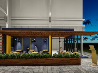 Terrace Extension to Existing Cafe, Vision Design - Sarawak Vision Design - Sarawak Modern Terrace Solid Wood Multicolored