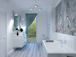 Wizualizacja łazienki w nowoczesnym stylu, Senkoart Design Senkoart Design Nowoczesna łazienka Biały