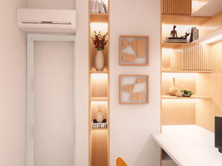 Home Office Compacto Clean e Funcional, Mirá Arquitetura Mirá Arquitetura Modern study/office Wood Wood effect