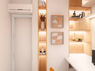 Home Office Compacto Clean e Funcional, Mirá Arquitetura Mirá Arquitetura مكتب عمل أو دراسة خشب Wood effect