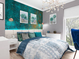 Projekt Sypialni w turkusowym kolorze, Senkoart Design Senkoart Design Kleines Schlafzimmer