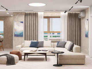 Квартира для семейной пары в г.Киев, 90м2, Design.Domino Design.Domino Living room Cotton Red