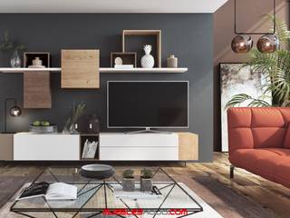 Salones modernos., Muebles Rojo Muebles Rojo غرفة المعيشة