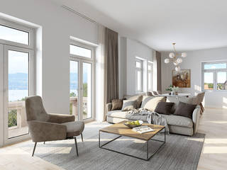 Gründerzeitvilla am Bodensee - Visualisierung eines geschmackvollen Wohnhauses, PerspektiveEins PerspektiveEins Klassische Wohnzimmer