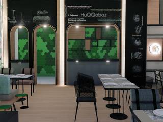 HUQQABAZ CAFE DESIGN PROJECT & APPLICATION, FIART ARCHITECTS & INTERIORS FIART ARCHITECTS & INTERIORS Interior garden Slate