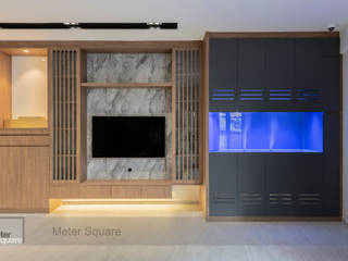 Warm Elegance, Meter Square Pte Ltd Meter Square Pte Ltd Nowoczesny salon Lite drewno Wielokolorowy