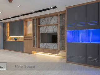 Warm Elegance, Meter Square Pte Ltd Meter Square Pte Ltd Salas modernas Madera maciza Multicolor