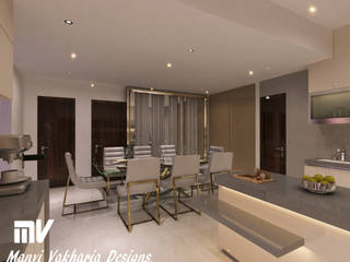 Penthouse in Surat, MV Designs MV Designs Moderne Esszimmer Metall