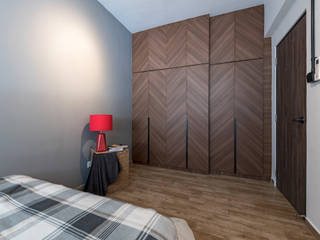 Retro Industrial, Meter Square Pte Ltd Meter Square Pte Ltd Industrial style bedroom Wood Wood effect