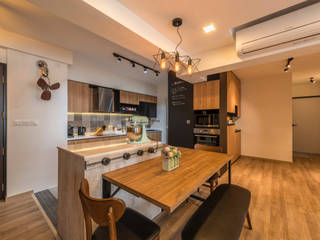 Industrial Touch, Meter Square Pte Ltd Meter Square Pte Ltd Industrial style kitchen Wood Wood effect