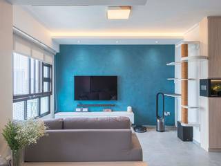 Blue Scandinavian, Meter Square Pte Ltd Meter Square Pte Ltd Living room Tiles