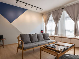 Modern / Scandinavian, Meter Square Pte Ltd Meter Square Pte Ltd Scandinavian style living room Wood Multicolored