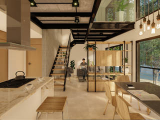 D4-Arquitectos ห้องทานข้าว เหล็ก White
