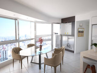 Departamento Torre Bellini, D4-Arquitectos D4-Arquitectos Modern living room Glass White