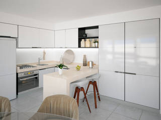 Departamento Torre Bellini, D4-Arquitectos D4-Arquitectos Cocinas modernas: Ideas, imágenes y decoración Madera Blanco