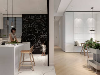 "SCANDI TRENDY - Condominum KL, pins studio pins studio 스칸디나비아 주방