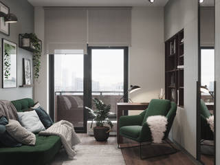 Кабинет с живыми растениями, Make My Flat Interiors Make My Flat Interiors Scandinavian style study/office